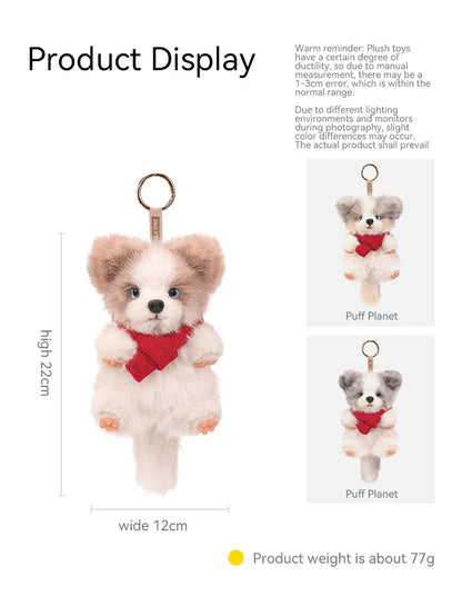 Realistic 1:1 Merle Border Collie Plush Keychain Polyester Fiber Lifelike Dog Bag Charm with Premium Silk Cotton Filling
