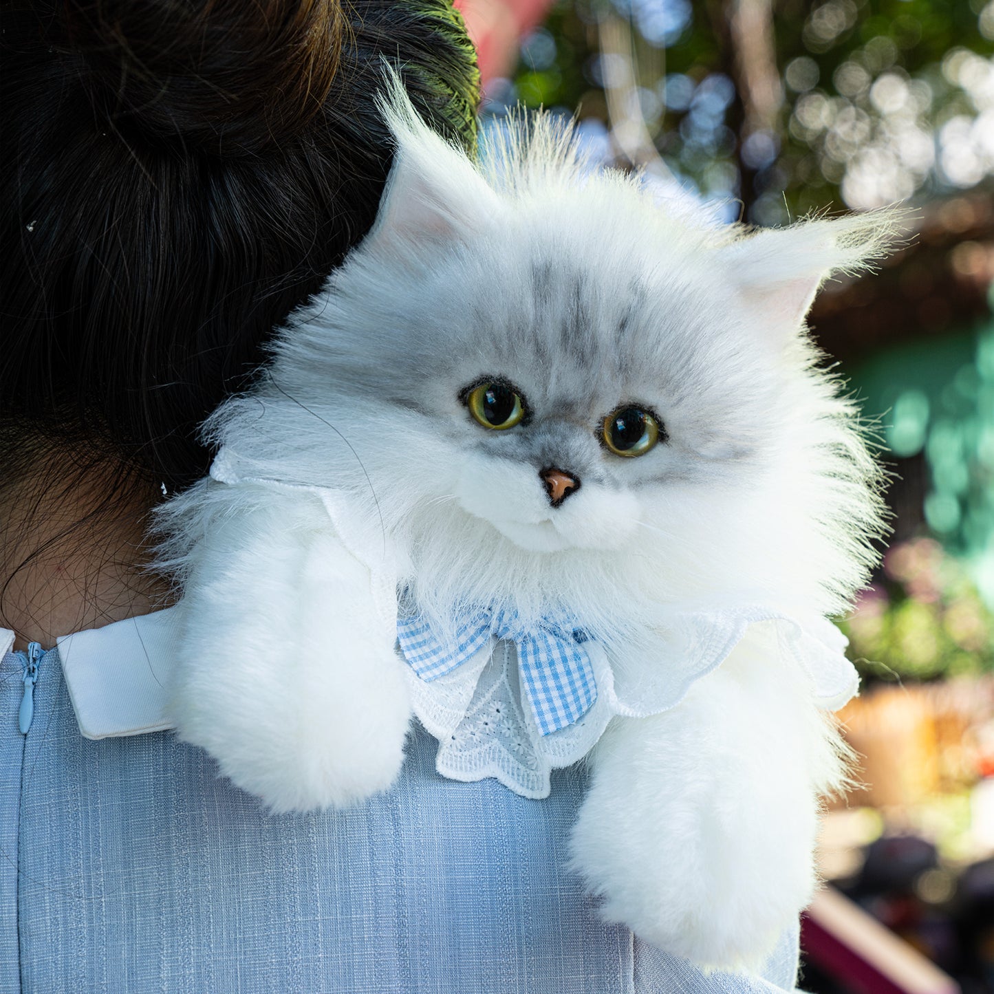 Simulated Chinchilla Cat Plush Polyester Toy Backpacks Savings Function Companion Chinchilla Cat-shaped Backpack