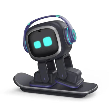 AI EMO Robot Cute Battery Operated Toy Light Sound Plastic Construction Four-Wheeled Mecanum Wheel Chassis Intelligent Pet