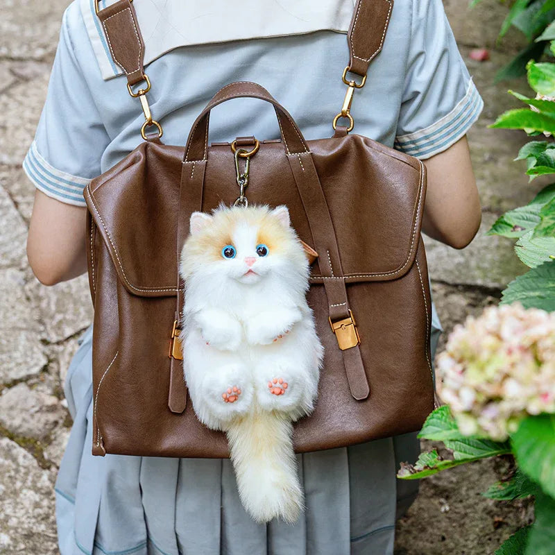 Simulation Sitting Cute Cat Soft Plush Keychain Pendant Handmade Keychains / Bag Charm for Daily