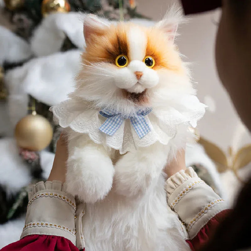 Light Yellow Calico Cat Backpack Simulation Cute Plush Doll Toy for Birthday Gift