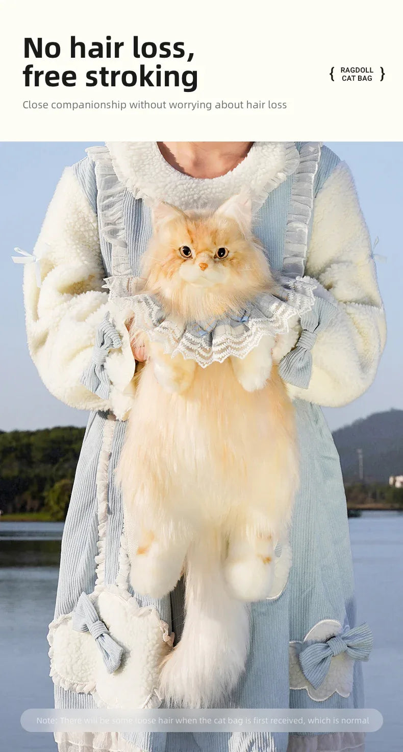 Light Gold Maine Coon Cat Soft Plush Backpack Large Capacity PP Cotton Filled Handmade Unisex Backpack for Daily