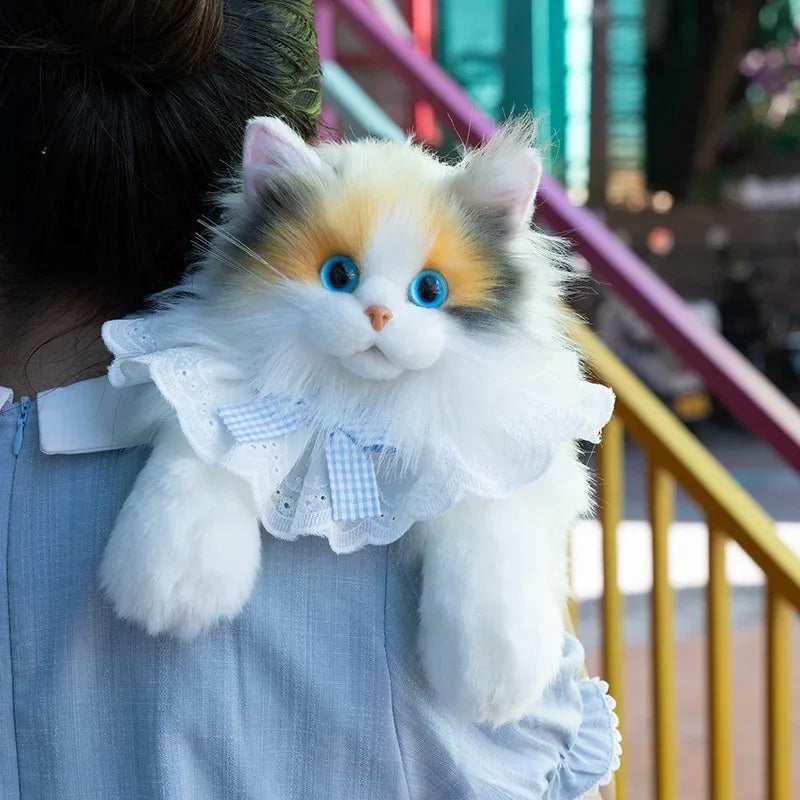 Simulation Black Yellow Calico Tiger Tail Cat Plush Backpack PP Cotton Filling Cute New Unique Fashion Cat-shaped Backpack