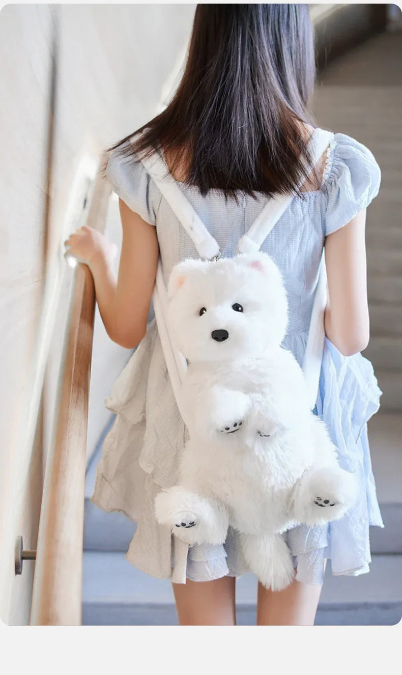 Dropshipping Gift West Highland Backpack Dog Doll Plush Toy Girls and Birthday Gifts