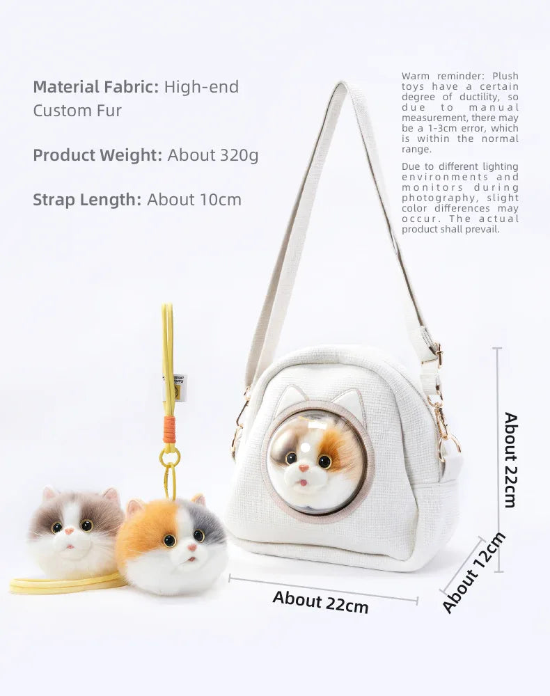 Detachable Simulated Cat Head Pendant Crossbody Bag Portable Lightweight Large Capacity Handbag