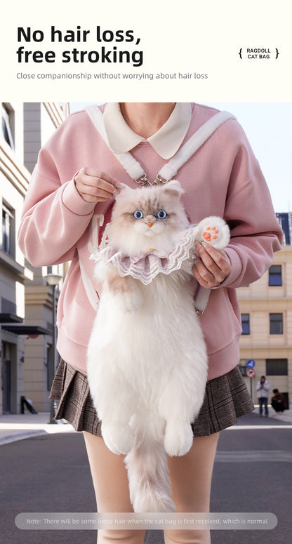 Cute Coffee Bobcat Pattern Simulated Lynx Cat Unique Design Lightweight Plush Doll Backpack for Girls Women