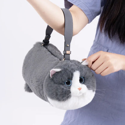 Handmade Adjustable Chain Cat Soft Plush One-Shoulder Handbag Rag Doll Fashion Cute Toy Gift