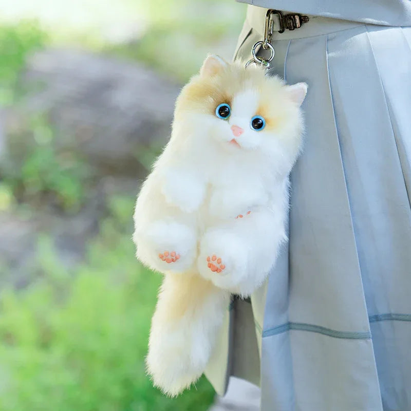 Simulation Sitting Cute Cat Soft Plush Keychain Pendant Handmade Keychains / Bag Charm for Daily