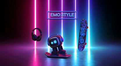 AI EMO Robot Cute Battery Operated Toy Light Sound Plastic Construction Four-Wheeled Mecanum Wheel Chassis Intelligent Pet