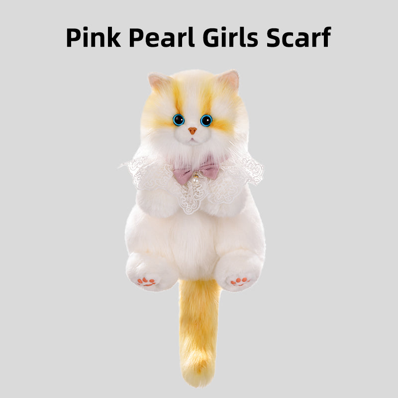 Medium Cute Pink Pearl Simulation Cat Fashionable Daily Companion Unisex Plush Backpack Adorable Cat Bag