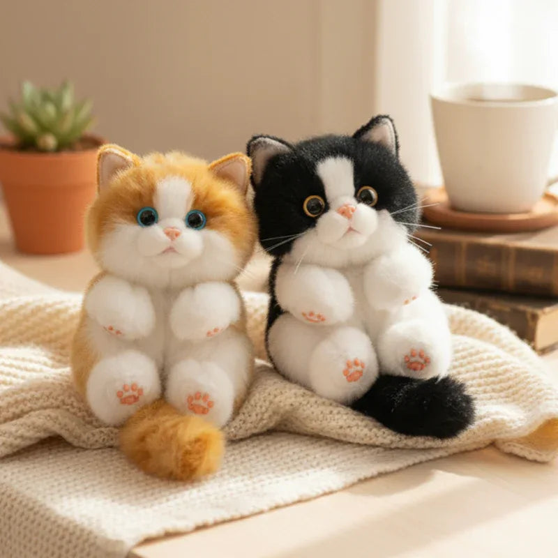 Soft Simulated Cat Mini Plush Animal Keychain Pendant Cute Unique Design Keychains/Bag Charm for Christmas Gift