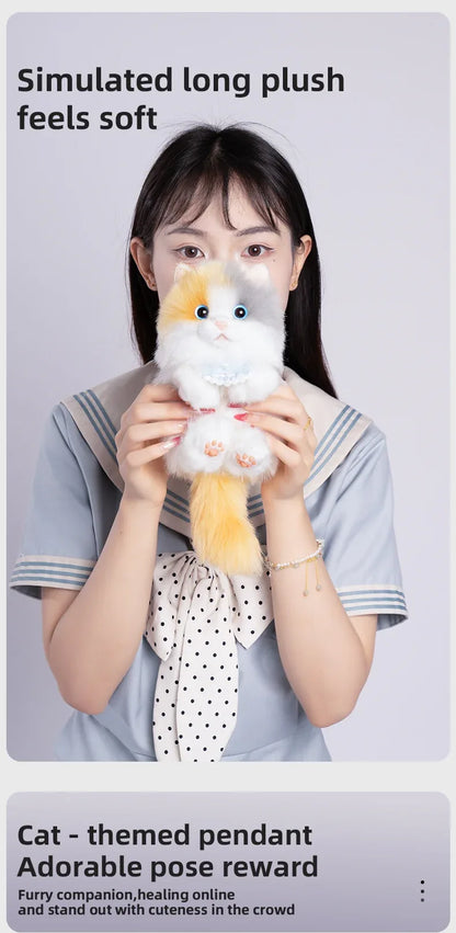 Simulation Sitting Cute Cat Soft Plush Keychain Pendant Handmade Keychains / Bag Charm for Daily