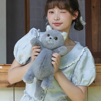 British Shorthair Cat Plush Backpack Blue White British Shorthair Cat-shaped Single Crossbody Double-shoulder Bag