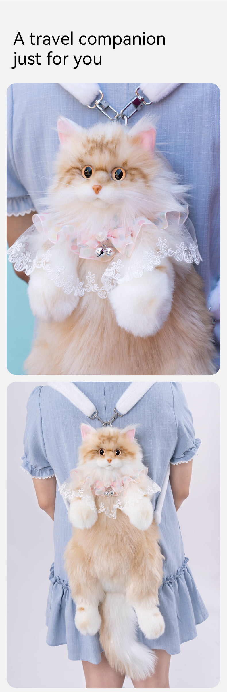 Soft Plush Orange Cat Simulation Backpack Doll Pure Handmade Lightweight 1:1 Restoration Decompression Toy