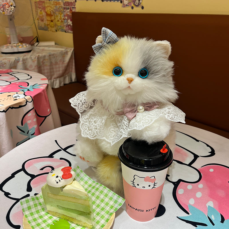 Convenient Medium Sitting Cat Simulation Cute Stylish Lifelike Plush Cat Backpack for Adults/Kids