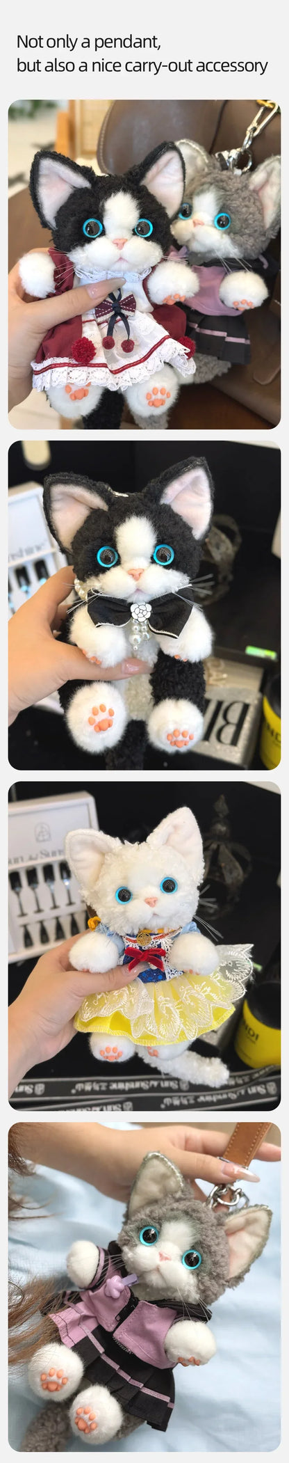 Polyester Simulated Plush cat Keychains Soft Lifelike Plush Cute Devon Series Accessories Keychains/Bag Charm