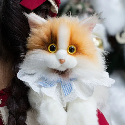 Light Yellow Calico Cat Backpack Simulation Cute Plush Doll Toy for Birthday Gift