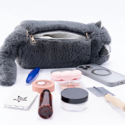 Handmade Adjustable Chain Cat Soft Plush One-Shoulder Handbag Rag Doll Fashion Cute Toy Gift