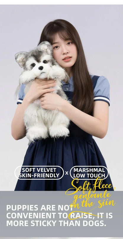 White Mixed Grey Schnauzer Dog Simulated Plush Unisex Backpack Soft PP Cotton Filled Fashion Couple Set Toy