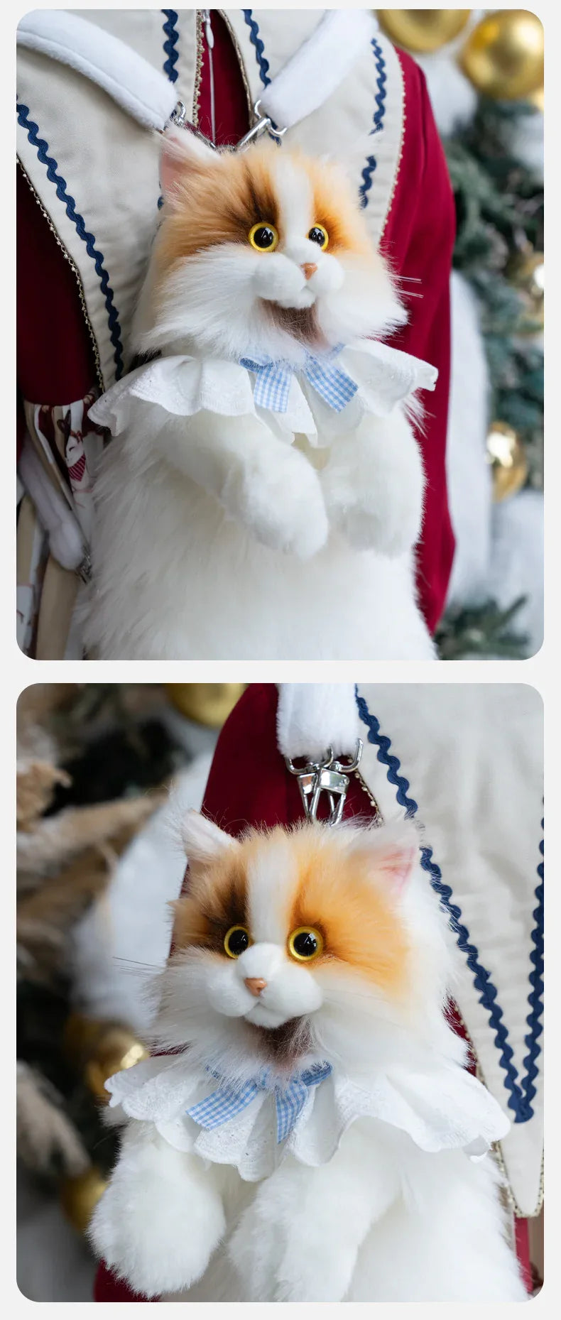 Light Yellow Calico Cat Backpack Simulation Cute Plush Doll Toy for Birthday Gift