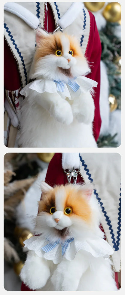 Light Yellow Calico Cat Backpack Simulation Cute Plush Doll Toy for Birthday Gift