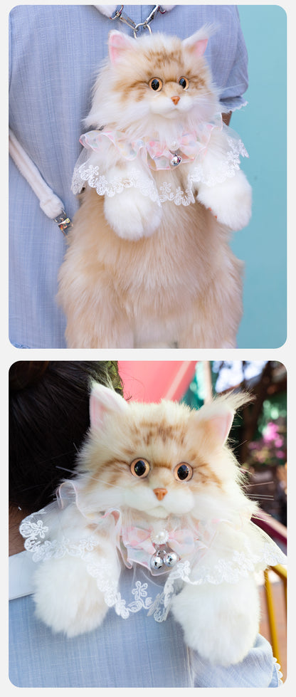 Soft Plush Orange Cat Simulation Backpack Doll Pure Handmade Lightweight 1:1 Restoration Decompression Toy