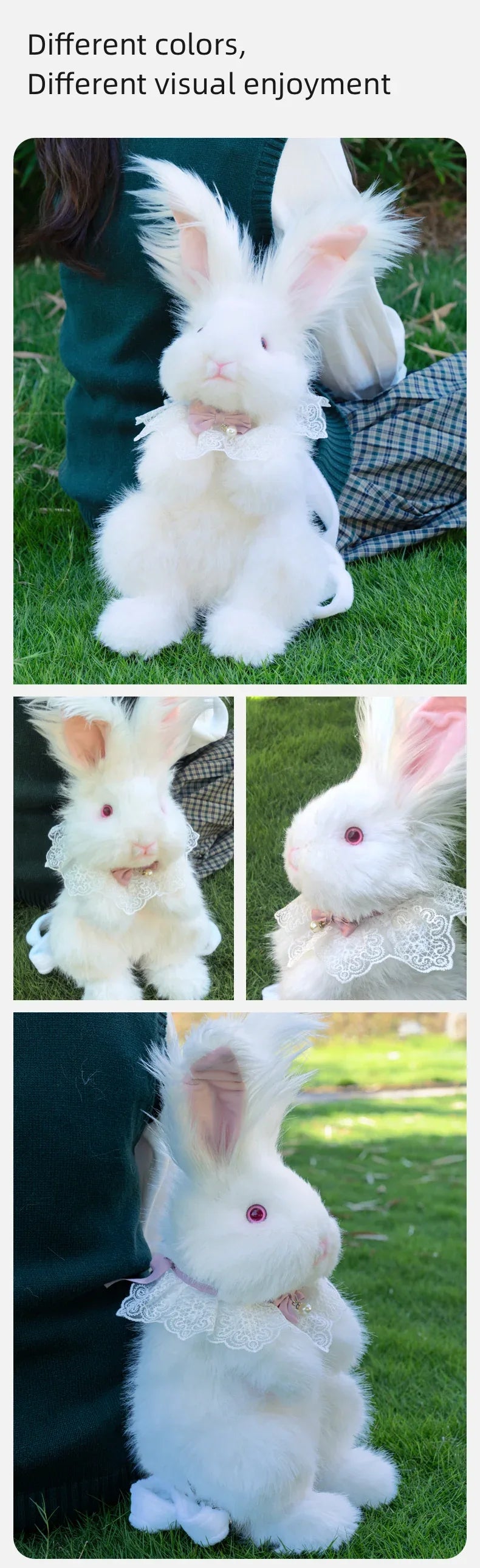 Polyester Cute Simulated Angora Rabbit Plush Backpacks Soft Plush Large Capacity Bag for Birthday Gift