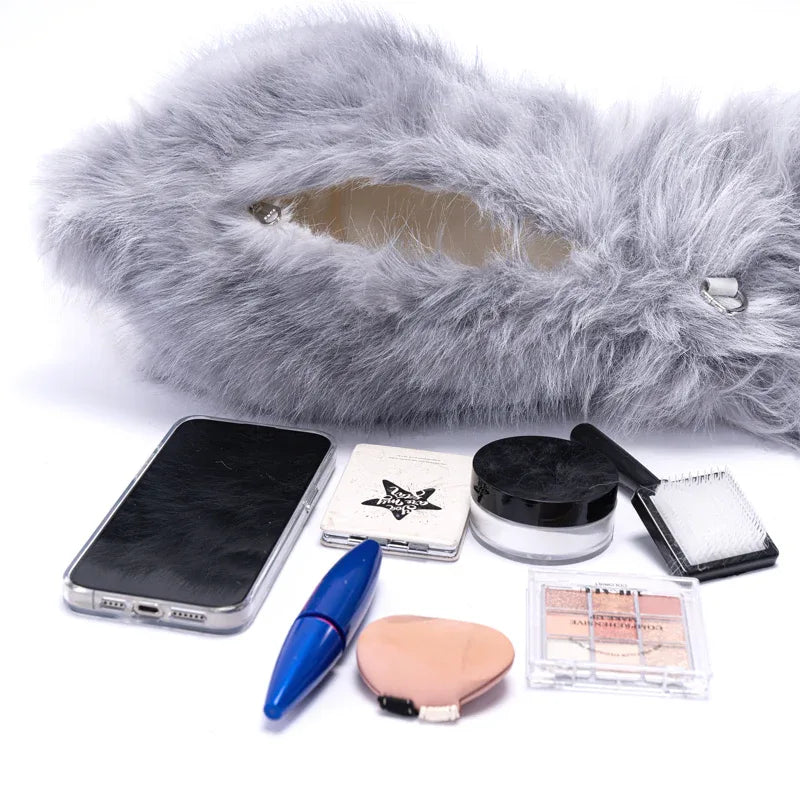Polyester Cute Simulated Angora Rabbit Plush Backpacks Soft Plush Large Capacity Bag for Birthday Gift