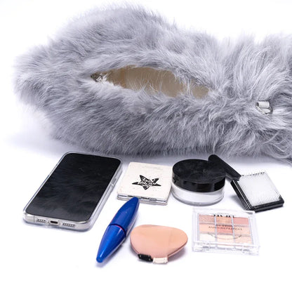Polyester Cute Simulated Angora Rabbit Plush Backpacks Soft Plush Large Capacity Bag for Birthday Gift