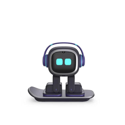 AI EMO Robot Cute Battery Operated Toy Light Sound Plastic Construction Four-Wheeled Mecanum Wheel Chassis Intelligent Pet