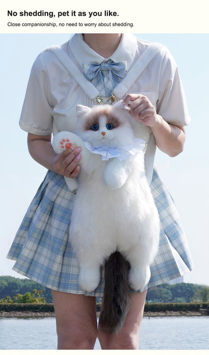 Lifelike Cat Shaped Backpack Toys Large Ragdoll Bag