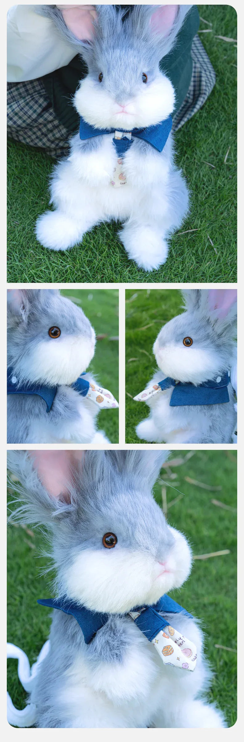 Polyester Cute Simulated Angora Rabbit Plush Backpacks Soft Plush Large Capacity Bag for Birthday Gift
