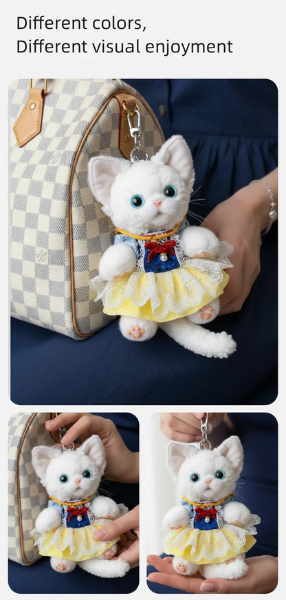 Polyester Simulated Plush cat Keychains Soft Lifelike Plush Cute Devon Series Accessories Keychains/Bag Charm