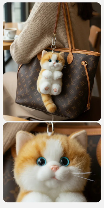 Soft Simulated Cat Mini Plush Animal Keychain Pendant Cute Unique Design Keychains/Bag Charm for Christmas Gift
