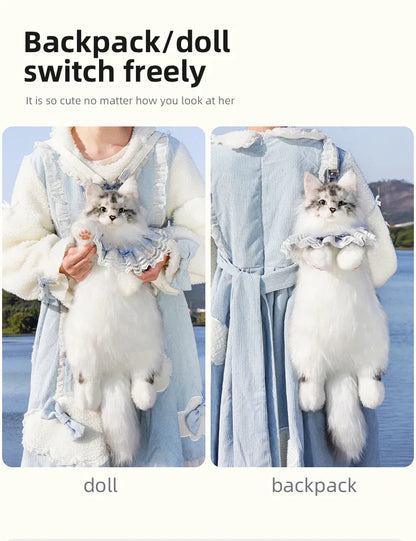 Handmade Soft Gray White Plush Maine Coon Cat Backpack Cute Cartoon Style Toy Lifelike Plush Cat Backpack