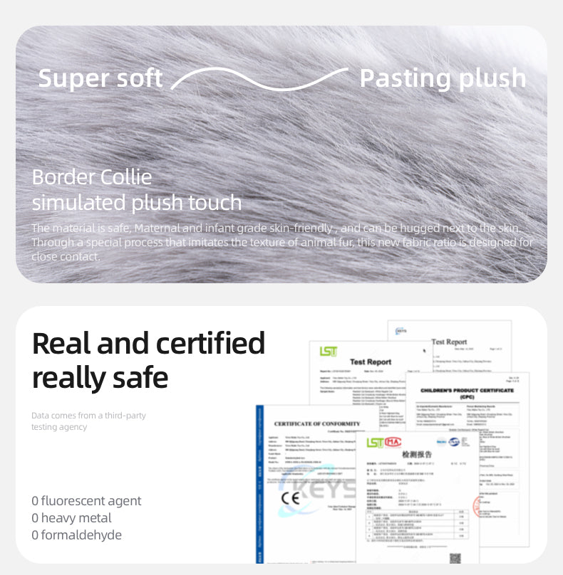 Simulated Meteorite Border Collie Dog Soft Lightweight Bag Cute Funny Plush Toy Backpack Filled PP Cotton for Unisex