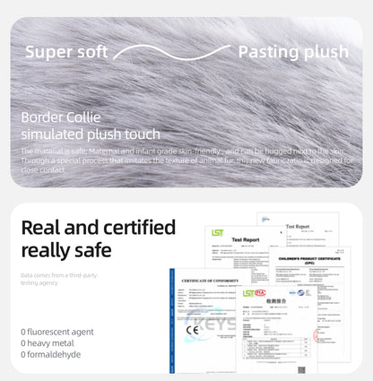 Simulated Meteorite Border Collie Dog Soft Lightweight Bag Cute Funny Plush Toy Backpack Filled PP Cotton for Unisex