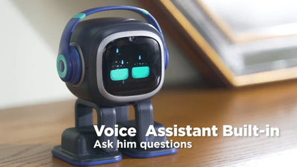 AI EMO Robot Cute Battery Operated Toy Light Sound Plastic Construction Four-Wheeled Mecanum Wheel Chassis Intelligent Pet