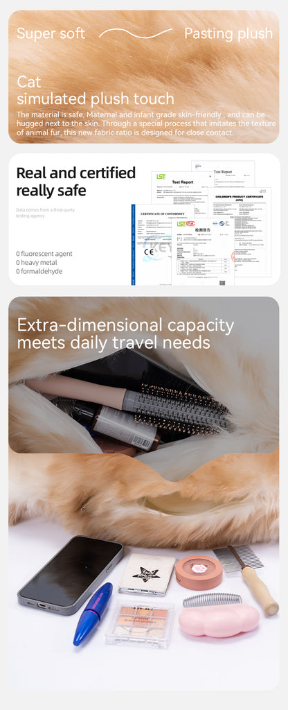 Soft Plush Orange Cat Simulation Backpack Doll Pure Handmade Lightweight 1:1 Restoration Decompression Toy