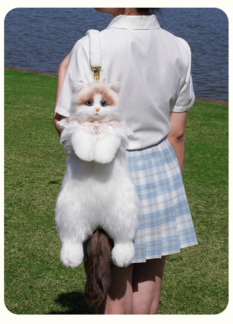 Lifelike Cat Shaped Backpack Toys Large Ragdoll Bag