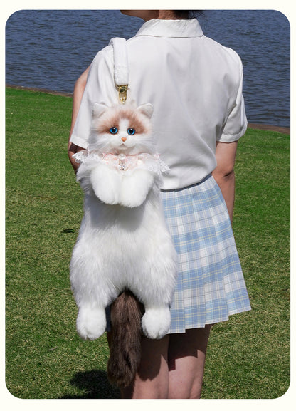 Lifelike Cat Shaped Backpack Toys Large Ragdoll Bag