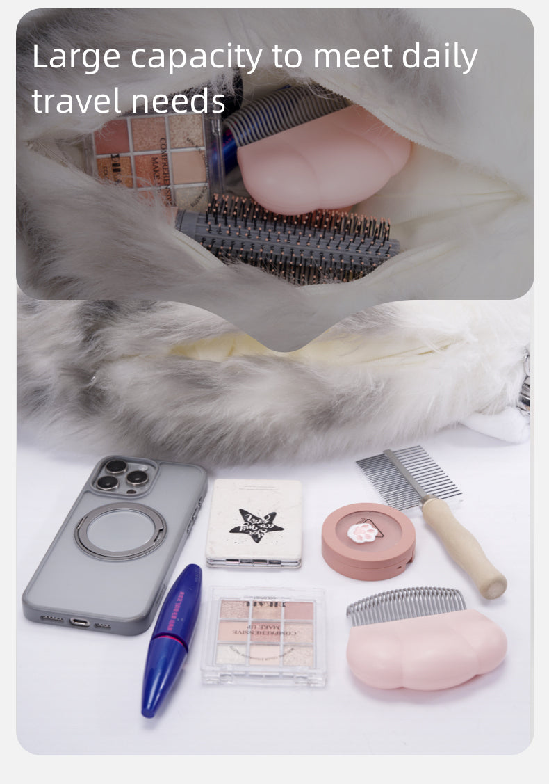 Simulated Chinchilla Cat Plush Polyester Toy Backpacks Savings Function Companion Chinchilla Cat-shaped Backpack