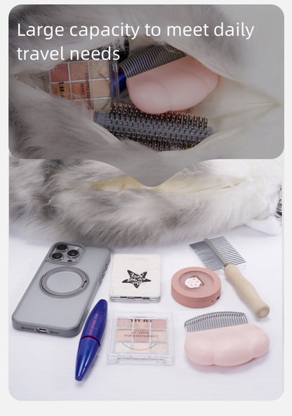 Simulated Chinchilla Cat Plush Polyester Toy Backpacks Savings Function Companion Chinchilla Cat-shaped Backpack