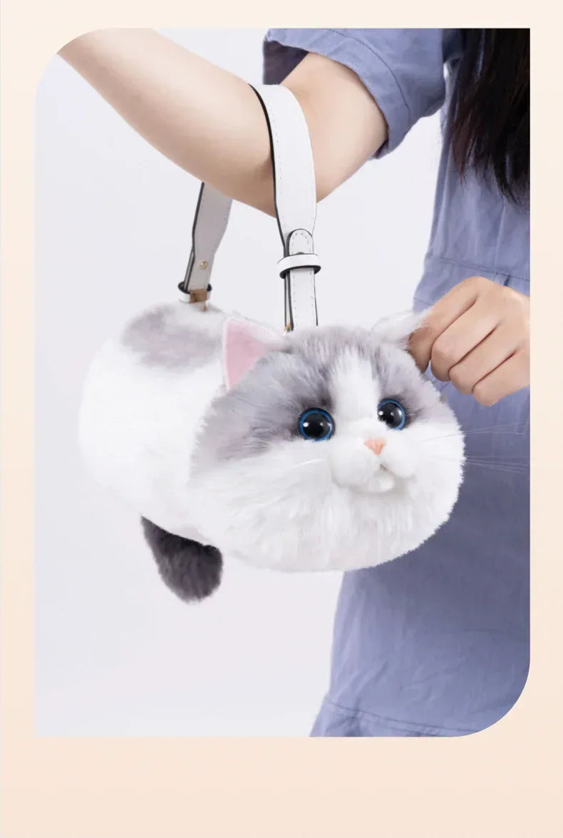 Handmade Adjustable Chain Cat Soft Plush One-Shoulder Handbag Rag Doll Fashion Cute Toy Gift