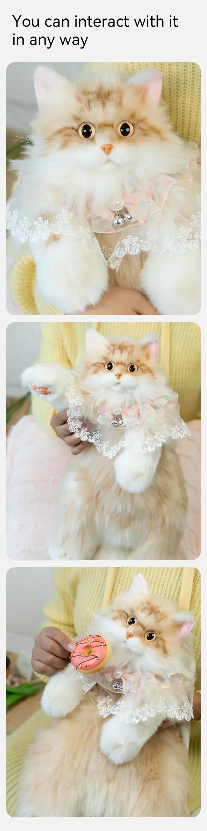 Orange Cat Simulation Fashion Plush Backpack PP Cotton Filling Adorable Cat Bag Realistic Cat Backpack for Adults/Kids