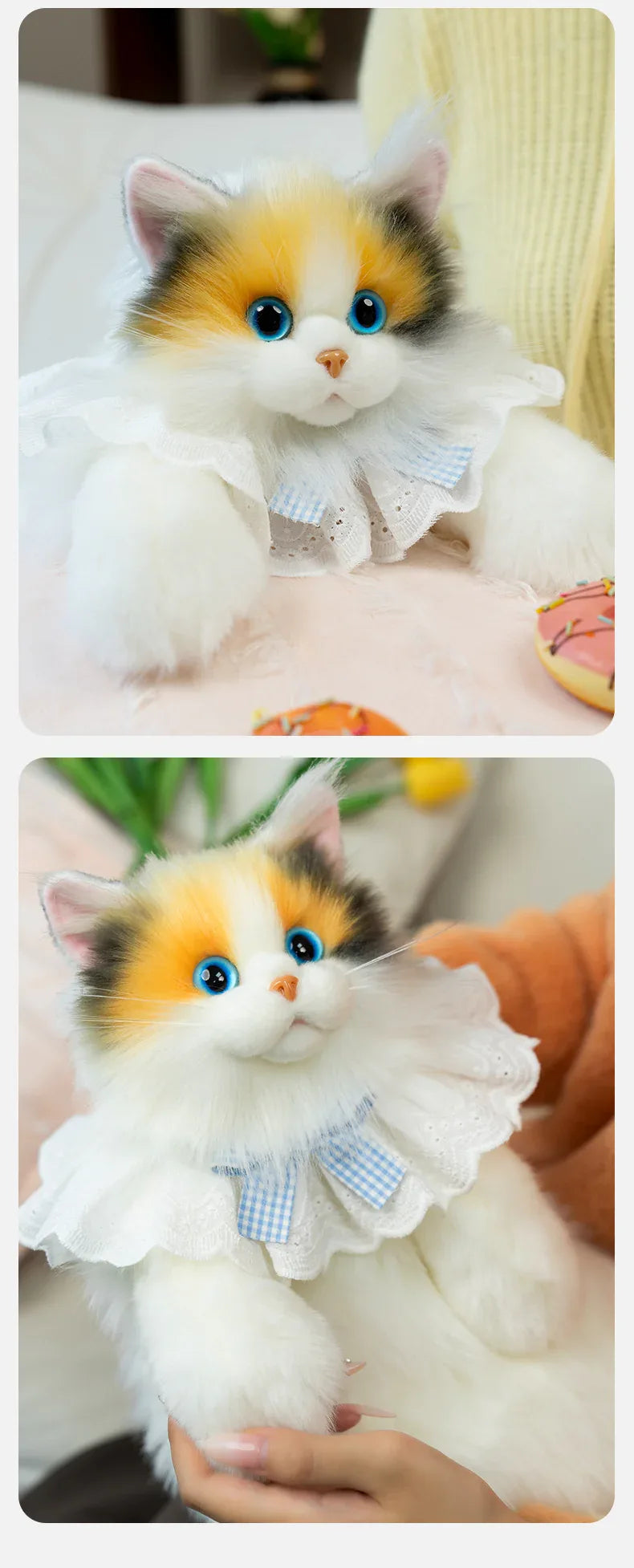 Simulation Black Yellow Calico Tiger Tail Cat Plush Backpack PP Cotton Filling Cute New Unique Fashion Cat-shaped Backpack