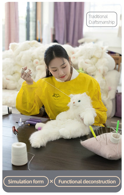 Cute Blue Grid Scarf Siamese Cat Simulation Plush Backpack Unisex Decompression Toy Animal Doll Backpack