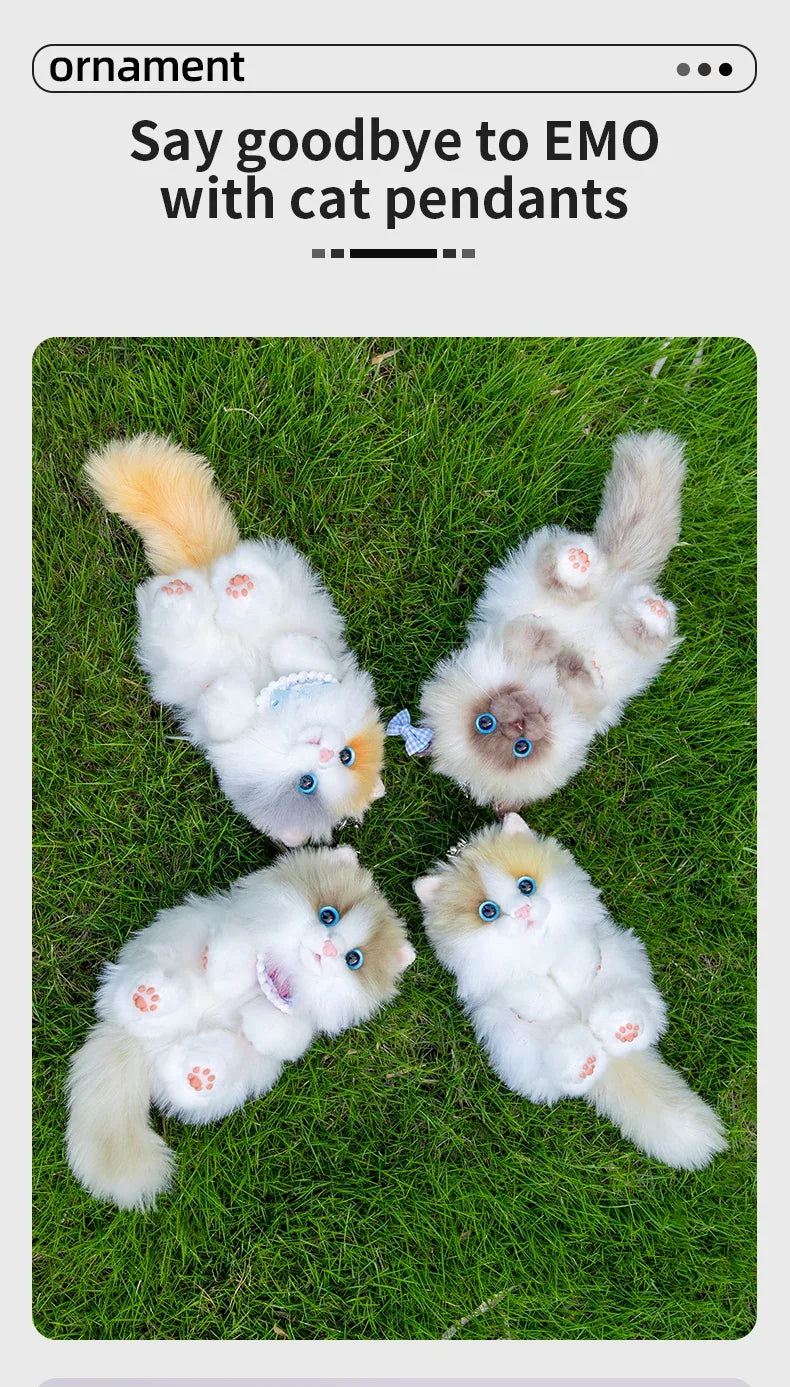 Simulation Sitting Cute Cat Soft Plush Keychain Pendant Handmade Keychains / Bag Charm for Daily