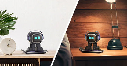 AI EMO Robot Cute Battery Operated Toy Light Sound Plastic Construction Four-Wheeled Mecanum Wheel Chassis Intelligent Pet