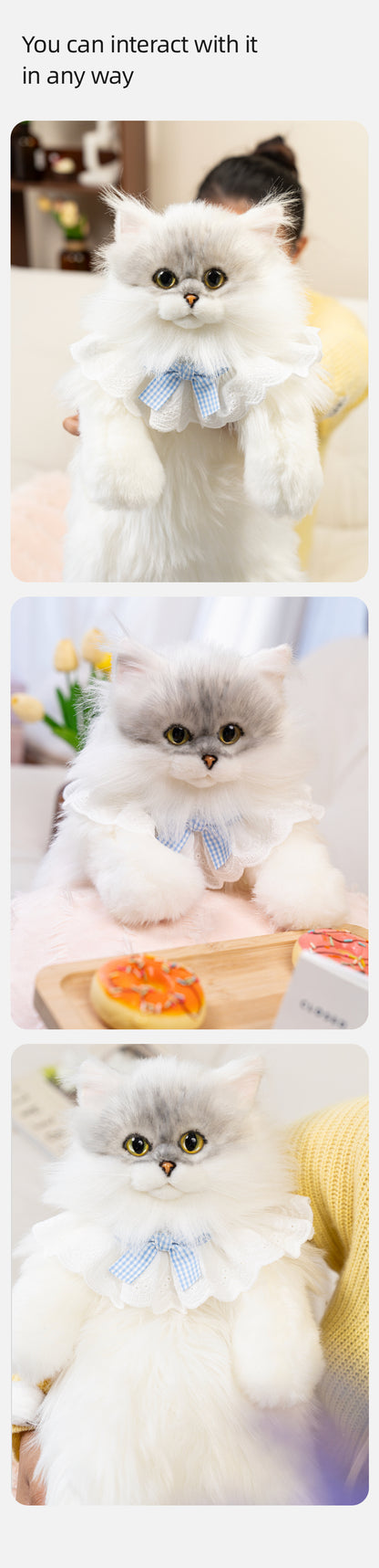 Simulated Chinchilla Cat Plush Polyester Toy Backpacks Savings Function Companion Chinchilla Cat-shaped Backpack